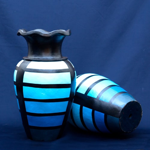 Gold on Clay Blue Wave Vase